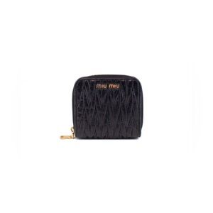 Miu Miu Black Leather Matelasse coin purse